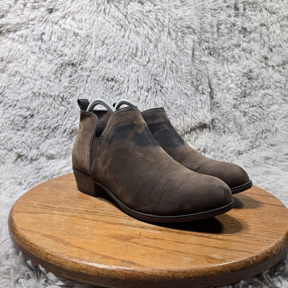 Natural Reflections Ankle Booties Womens 8 Retro Brown Distressed Slip On Boots
